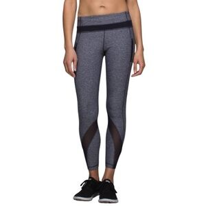 Lululemon Sz 4 Inspire Tight II (Mesh) In Heathered Naval Blue / Naval Blue EUC